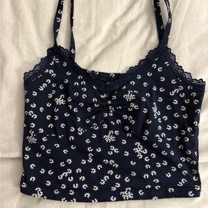 SHEIN Navy Floral Lace Cami Top